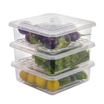 Stackable set of plastic food storage containers with airtight lids