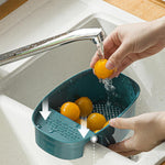 Space-saving drying rack and dish drainer for kitchen countertop organization.