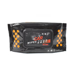 Hand using a Car Cleaning Wipe to clean a vehicle's console
