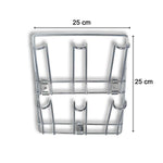 Front view of wall-mounted stainless steel mug and cup holder rack