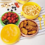 Top view of the circular burger lunch box, highlighting its unique design.