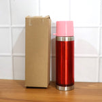 Top view showing handle lid mechanism of insulated travel bottle 500ML