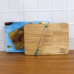 Complete wooden cutting board set with stainless steel knife included
