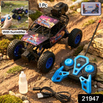 RC climbing vehicle with humidifier spray function in action