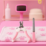 Nail file smoothing pet nails as part of the pet grooming tool set