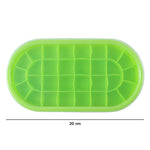 Green oval ice cube silicone tray for efficient freezing