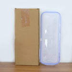 Transparent lock-clip egg storage box for fridge organisation.