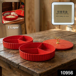 Multipurpose snack serving tray with multiple compartments and lid