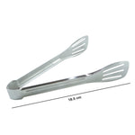 Detailed image of the stainless steel serving tongs showing edges and grip