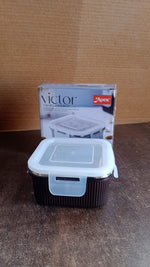Closeup of airtight sealing mechanism on food storage container