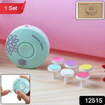 Components of baby electric manicure and nail care set with various attachments