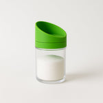 Clear kitchen storage jars with airtight slant lids for fresh ingredient storage
