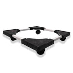Durable metal and plastic framed support base for fridge and washing machine