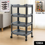 Apex plastic storage rack showing stable legs and easy mobility with wheels