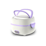 Close-up view of the separate food compartments in the Electric Lunch Box