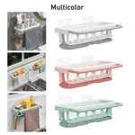 Compact kitchen sink organizer seamlessly integrated into a modern kitchen setup.