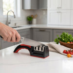 Manual knife sharpener in a modern kitchen environment
