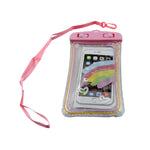 Front view of the waterproof phone bag with a clear window, perfect for touchscreen access in wet conditions.