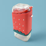 Cute ice cream shaped kids water bottle with adjustable strap.