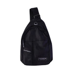 Detailed view of the durable waterproof material and secure seams on the travel sling bag.
