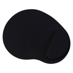 Black ergonomic mouse pad with wrist rest on desk