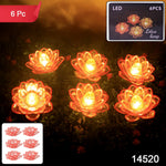 Decorative LED lotus shaped flameless candles arranged for festive decor
