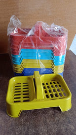 Image showing the dimensions of the plastic double soap dish stand.