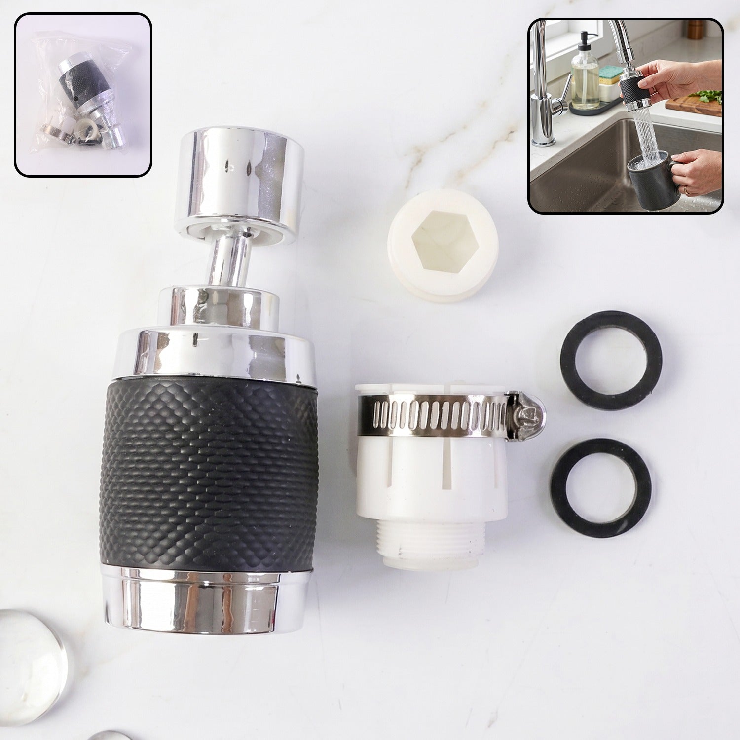 360¡ rotatable kitchen faucet sprayer with splash-proof filter