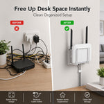 Router bracket wall mount in use showing cable pass-through