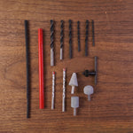 Flatlay of drill bits, grinding stones, screwdriver bits