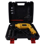 Drill machine kit carried in durable case with accessories