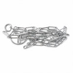 Dog chain leash on white background showing length and material