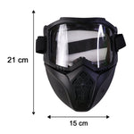 Size guide diagram for bike goggle face mask