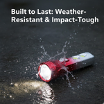Close-up of the powerful LED head on the multi-functional torchlight.