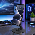 Foldable mobile stand showing various angle adjustments