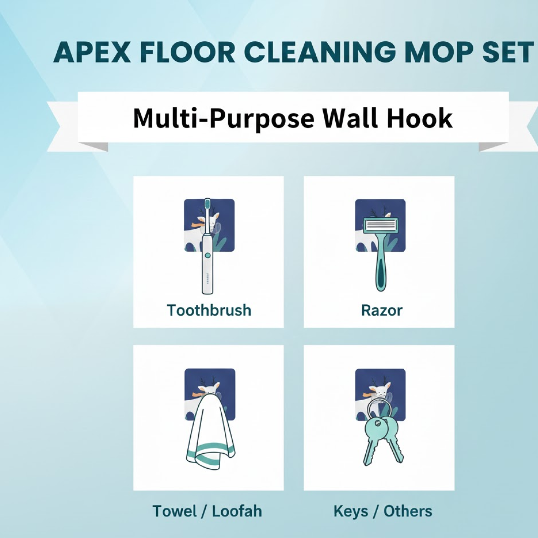 Self-adhesive wall hook holding kitchen towel in kitchen space