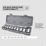 BoltForce branded packaging for the 3/8-inch drive socket wrench set.