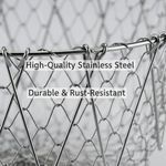 Illustration detailing the dimensions of the compact foldable strainer basket for kitchen use.