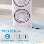 Detailed view of three spray heads and fan blades on charging fan