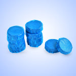 Blue automatic toilet cleaner tablet in packaging.