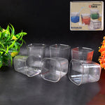 6-piece transparent diamond plastic glass set with serving tray