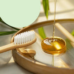 Two bamboo toothbrushes with comfortable ergonomic handles and medium bristles