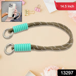 An overhead view showcasing multiple adjustable nylon phone wrist straps in various colors.