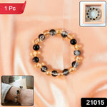 Dual-Tone Crystal Beaded Stretch Bracelet styled on wrist showcasing elegant sparkle