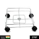 Empty square stainless steel oil stand showcasing its sleek and compact design.