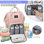 Close-up of the wide-opening main compartment of the Diaper Bag Backpack.