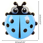 Side view of the Ladybug toothbrush holder attached to a wall.