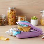 Compact and portable design of the mini heat sealer, ideal for travel and small kitchens.