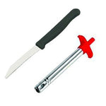 Side view of the kitchen knife handle, showcasing its comfortable grip and colorful design.