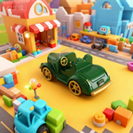Close-up of vintage car toy wheels showing friction mechanism details